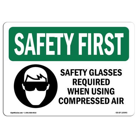 Signmission Osha Safety First Sign Lunettes De S Curit Requises Avec