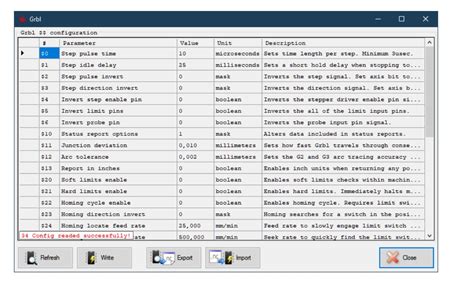 LaerGRBL Configuration Parameters For GRBL Based Laser Engravers