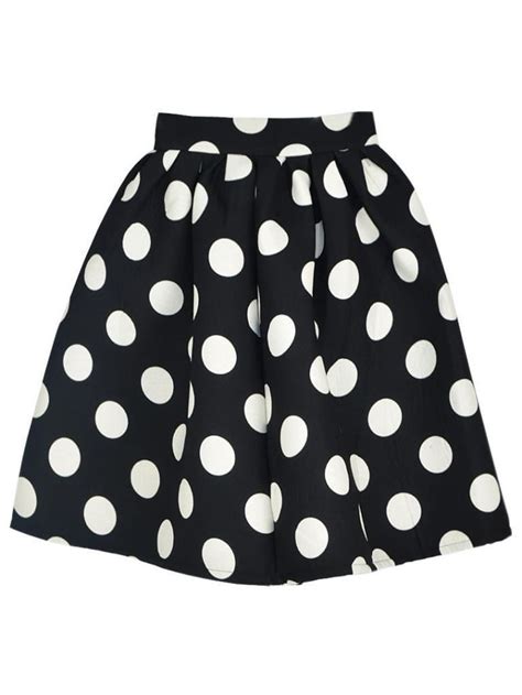 Retro Fashion Elegent Womens Ladies Polka Dot Flared Skater Midi Skirt