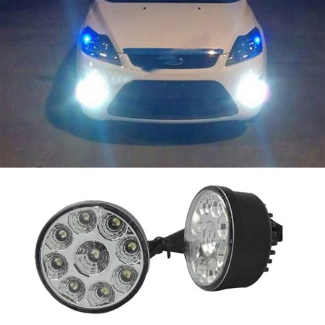 2pcs 9 Led Car Head Front Fog Light Off Road Lamps Daytime Running