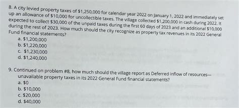 Solved A City Levied Property Taxes Of For Calendar