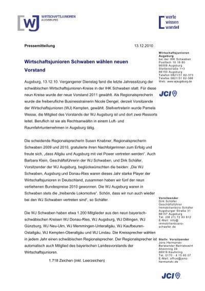 Wirtschaftsjunioren Schwaben wählen neuen Vorstand