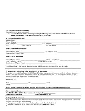 Fillable Online IPA Recommendation Form For Audits Fax Email Print