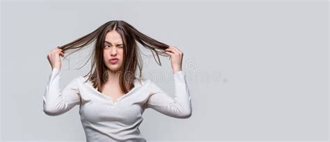 Messy Hair Frustrated Woman Having A Bad Hair Woman Having A Bad Hair