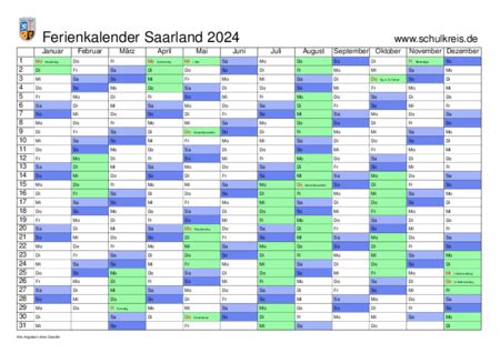 Schulferien Kalender Saarland Mit Feiertagen Und Ferien