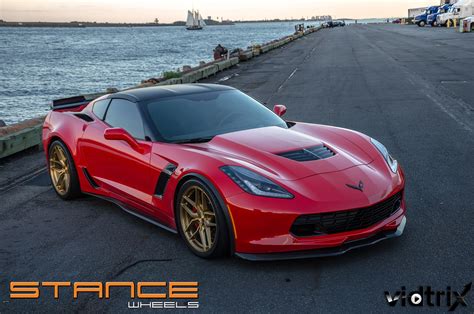 Chevrolet Corvette C7 Red Stance Sf03 Wheel Front