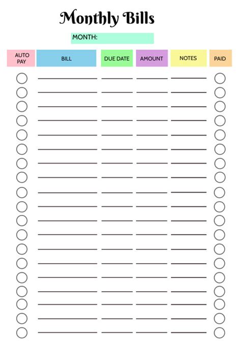 Monthly Bill Tracker Printable Vorlage Postermywall Worksheets Library