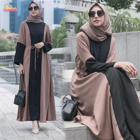 Jual Lena Zafira Dress Plain Dress Gamis Wanita Busui Dress