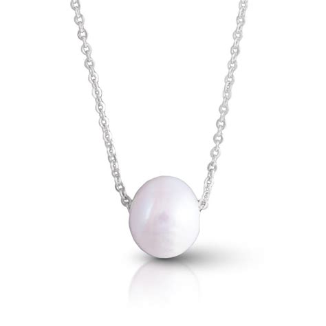 Solitaire Pearl Necklace Silver ⋆ Amanda Blu And Company