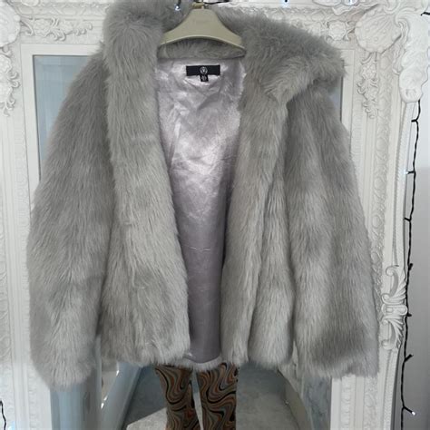 Missguided Faux Fur Hooded Coat In Perfect Condition Depop