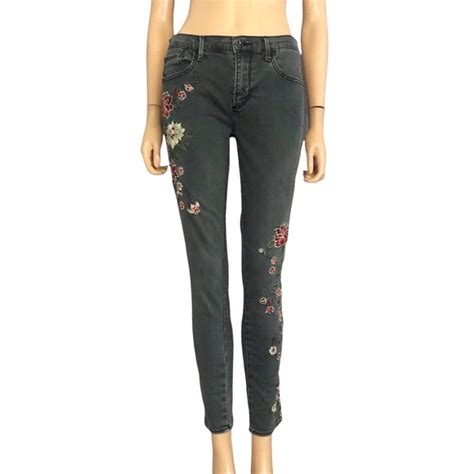 Driftwood Jeans Driftwood Jackie Jeans Floral Embroidery Skinny Crop Faded Black Poshmark