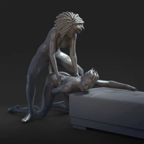 STL File LESBIANS DOUBLE DILDO NSFW EROTIC MINIATURE 75 MM SCALE3D