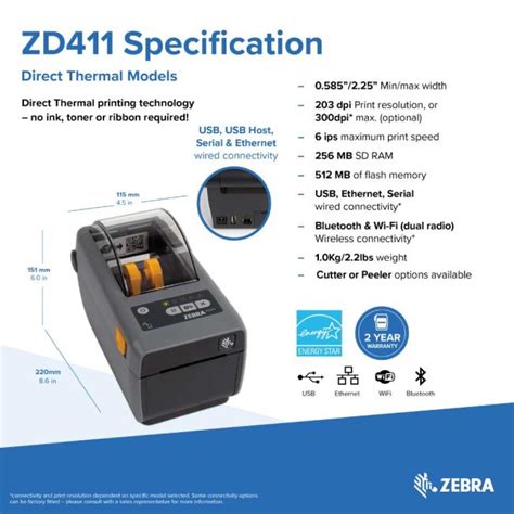 Zebra Zd Direct Thermal Label Printer Usb Bluetooth Printer Base