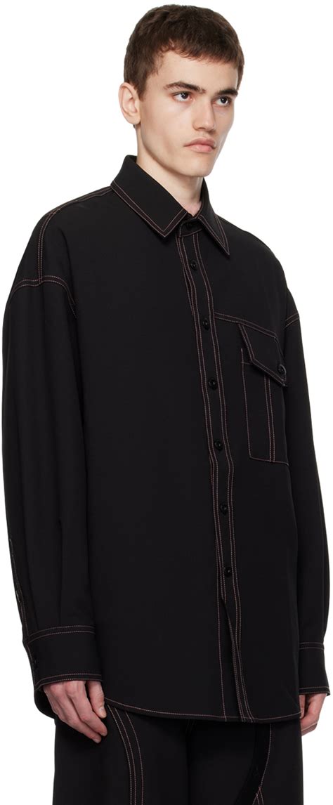 Feng Chen Wang Black Contrast Stitching Shirt Feng Chen Wang