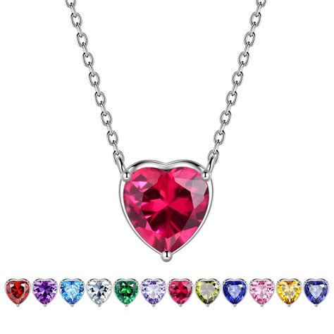 Beautlace 925 Sterling Silver July Birthstone Necklacehearts Love