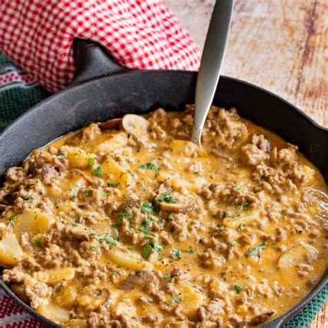 Creamy Ground Beef And Potatoes Skillet Cupcakes And Kale Chips