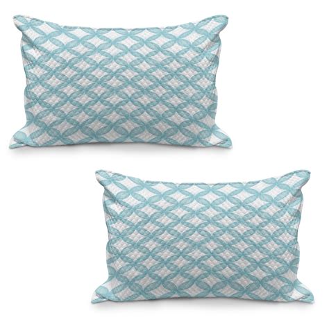 Turquoise Quilted Pillowcover Set Of Geometric Circle Round Oriental