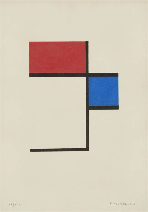 Lot Piet Mondrian Composition No Ii With Red And Blue