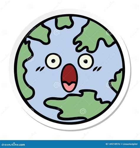 Sticker Of A Cute Cartoon Planet Earth Stock Vector Illustration Of