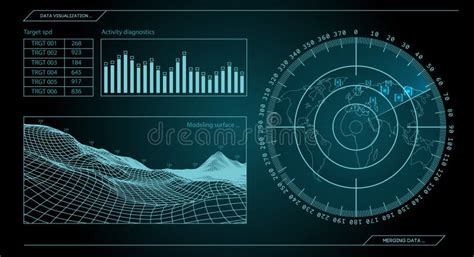 Radar Azul Militar Tela Alvo Hud Interface Futurista Ilustra O