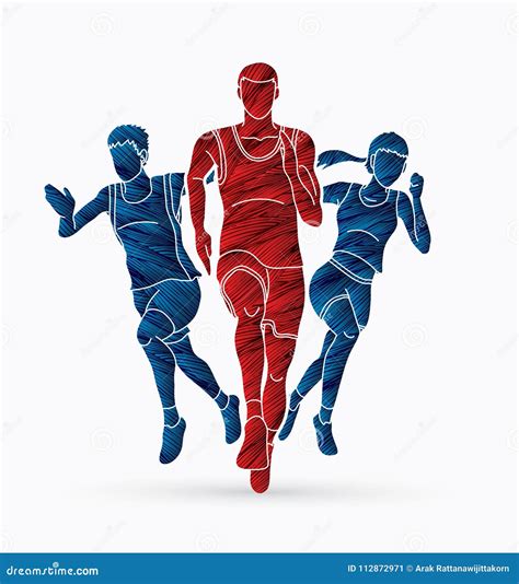 Marathon Runner Sprinter Front View Graphic Vector Stock Vector