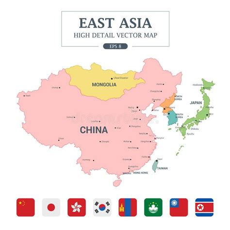 Mapa Del Este De Asia Ejemplo Del Vector Stock De Ilustración