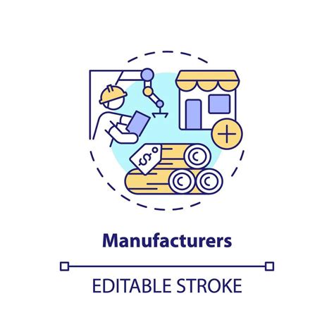 D Editable Manufacturers Thin Line Icon Concept Isolated Vector