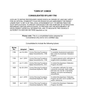 Fillable Online Consolidated Bylaw 1780 Planning Procedures As At