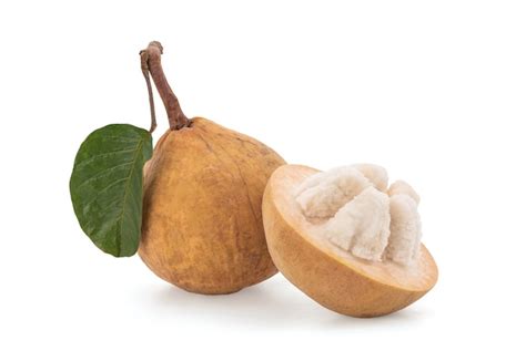 Frutas De Santol O Sandoricum Koetjape Aisladas Sobre Superficie Blanca