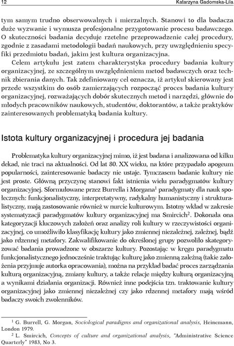 Metodologia Bada Kultury Organizacyjnej Pdf Darmowe Pobieranie