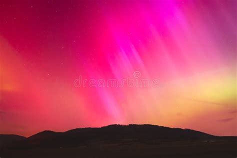 Aurora Borealis In Poland A Colorful Show In The Night Sky A Light