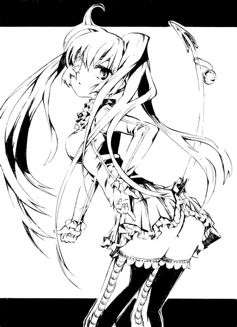 Wallpaper Drawing Illustration Monochrome Anime Girls Ass