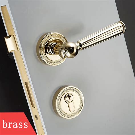 Set Pvd Gold Brass Door Handle Interior Bedroom Door Lock Split