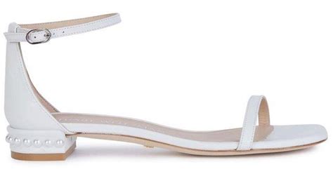 Stuart Weitzman Pearl Embellished Ankle Strap Sandals In White Lyst