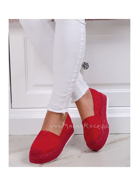 Espadryle Na Platformie Lady Revero Czerwone