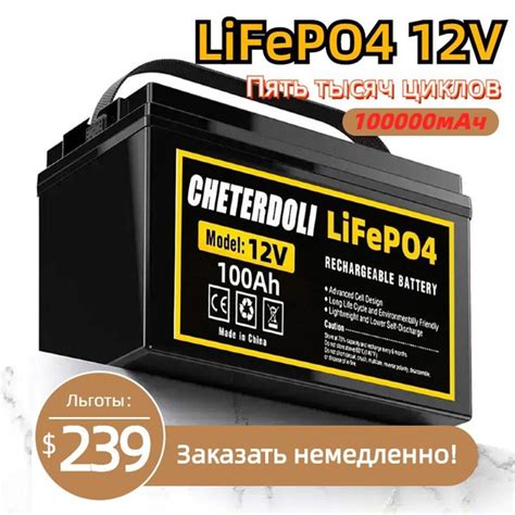 Литий-железо-фосфатный аккумулятор LiFePO4 12V 100Ah с глубоким циклом ...
