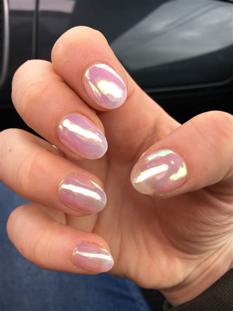 Shiny Sheer Pink Chrome Manicure Great For Adding Some Subtle Glam To