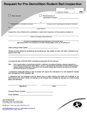 Fillable Online Health Forms Request For Pre Demolition Rodent Bait