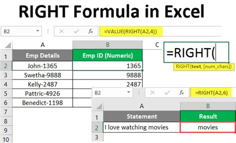 Right Formula In Excel How To Use Right Formula In Excel