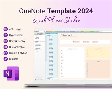 Plantilla De Planificador Profesional Digital Onenote 2024