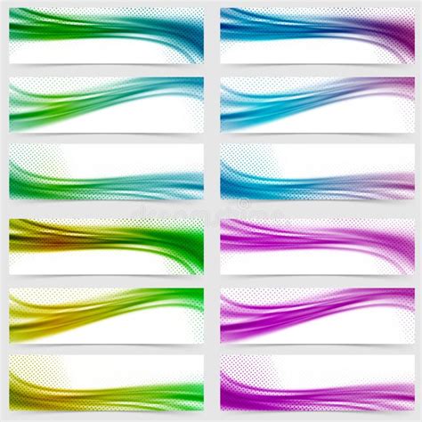 Big Colorful Header Footer Swoosh Wave Design Collection Stock Vector