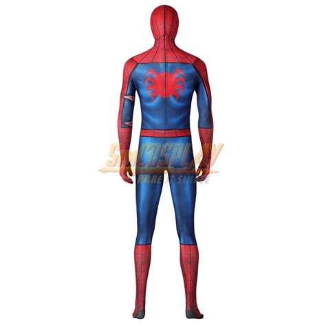 Spiderman PS5 Classic Suit Cosplay Costume Damaged Printed Edition