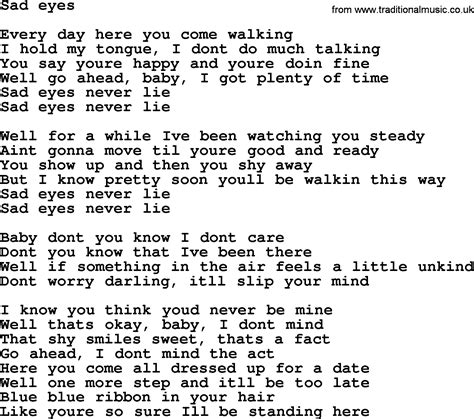 Bruce Springsteen song: Sad Eyes, lyrics