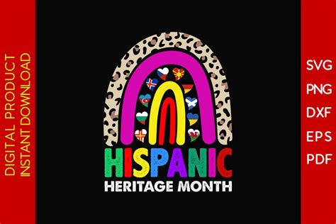 National Hispanic Heritage Month Leopard Rainbow All Countries Flags