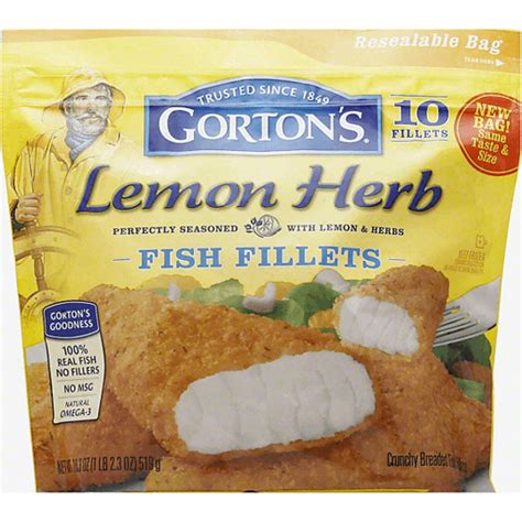 Gorton S Lemon Herb Breaded Fish Fillets 10 Ct Bag Frozen Foods