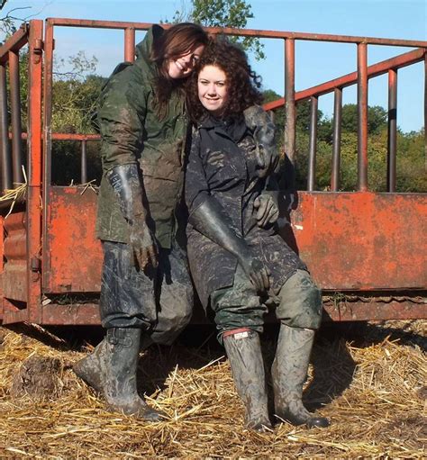 Girls In Muddy Rain Suits And Wellies Wellies Rain Boots Rain Wear