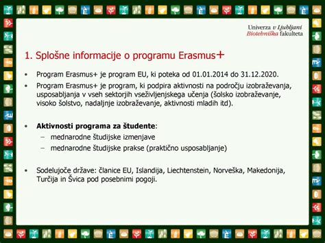 Predstavitev Programa Erasmus In Aktualnih Erasmus Razpisov Za