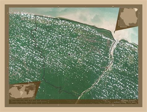 Marowijne Suriname Low Res Satellite Labelled Points Of Citie Stock