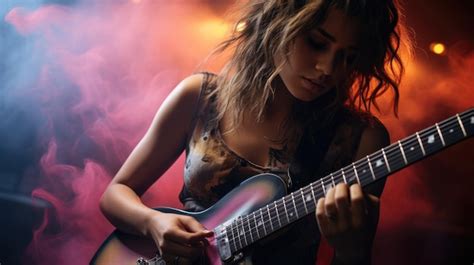 Premium AI Image A Teenage Girl Playing An Acoustic Guitar Dramatic