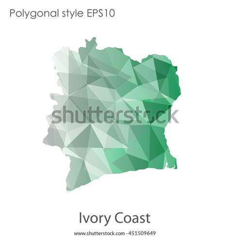 Ivory Coast Map Geometric Polygonalmosaic Styleabstract Stock Vector